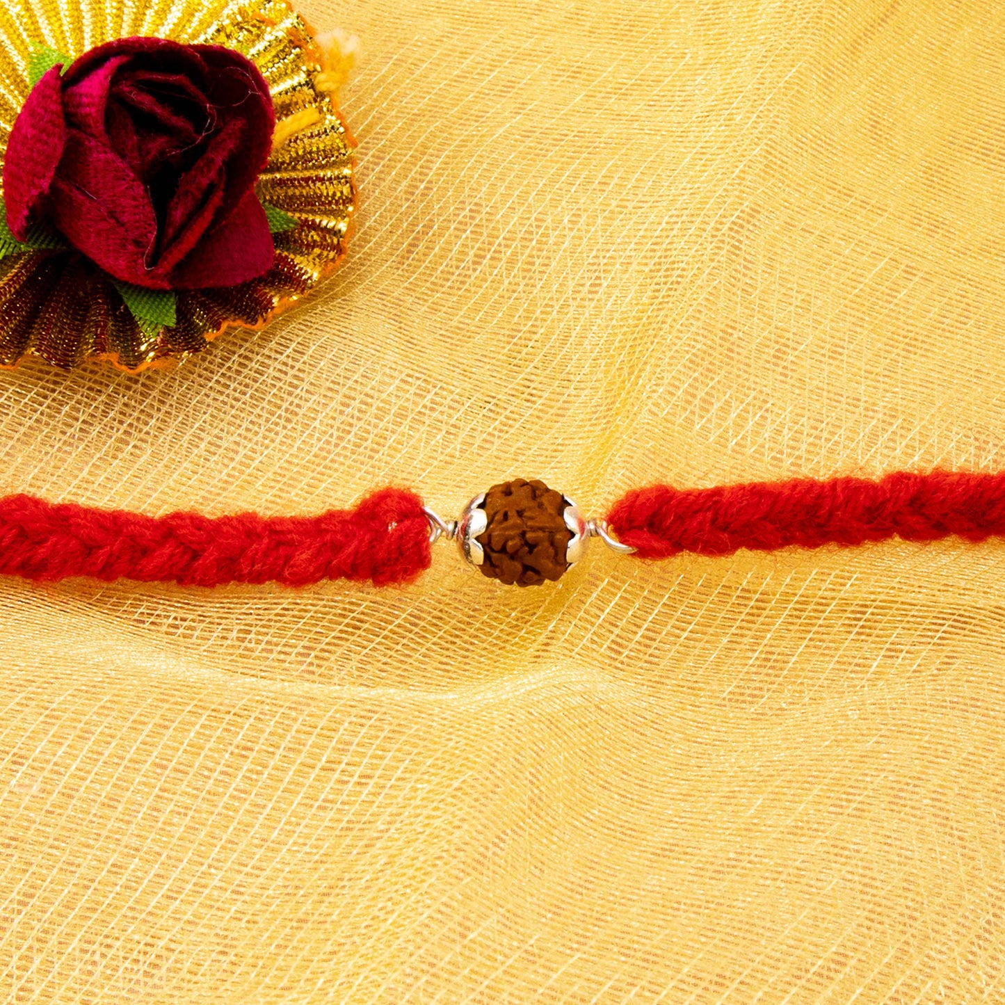 Silver Rudraksha Rakhi ( 1 Rudraksha )