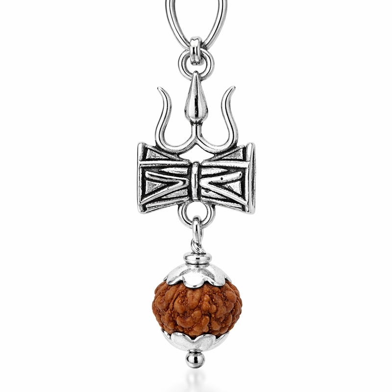 925 Silver Trishul Damroo Pendant
