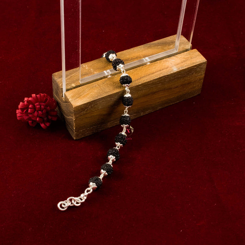 Black Rudraksha Silver Bracelet