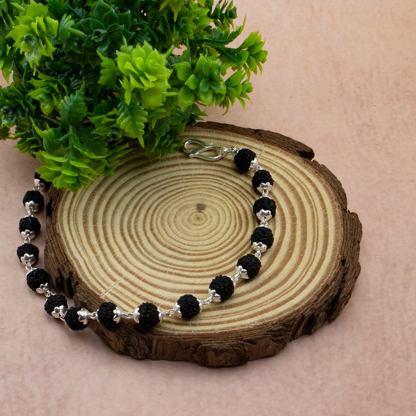 Black Rudraksha Silver Bracelet