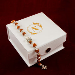 Silver Trishul & Damroo Rudraksha Bracelet