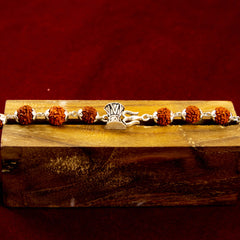 Silver Trishul & Damroo Rudraksha Bracelet