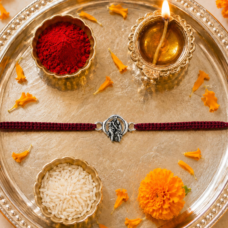 Silver RadhaKrishna Rakhi