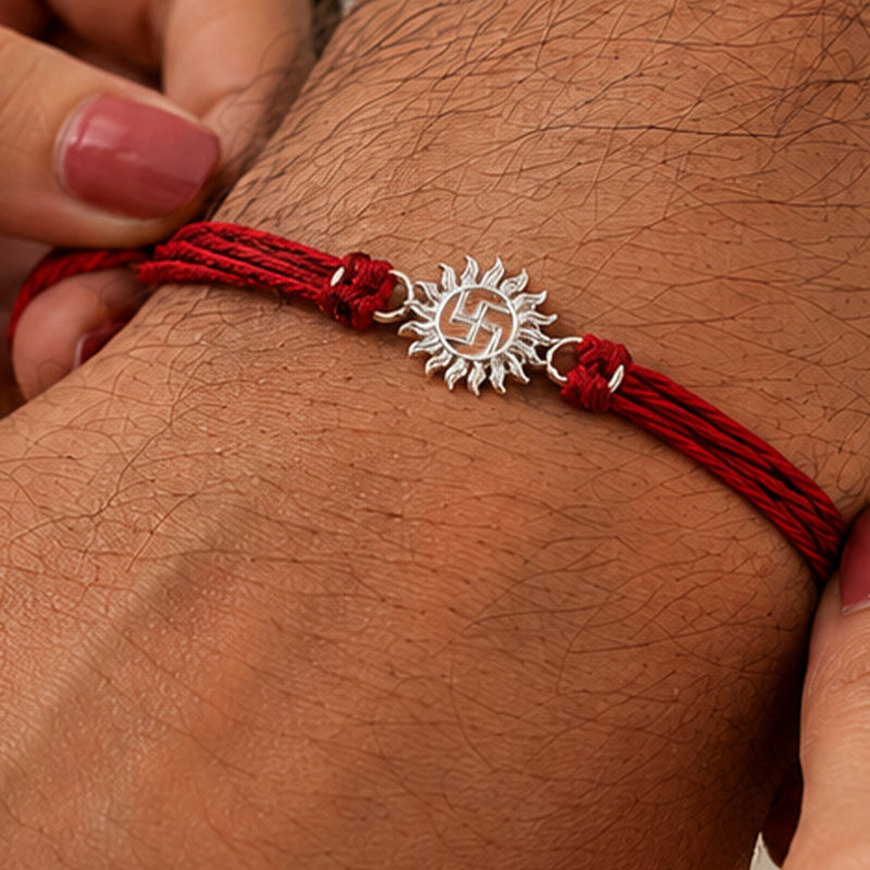 Silver Swastik Rakhi