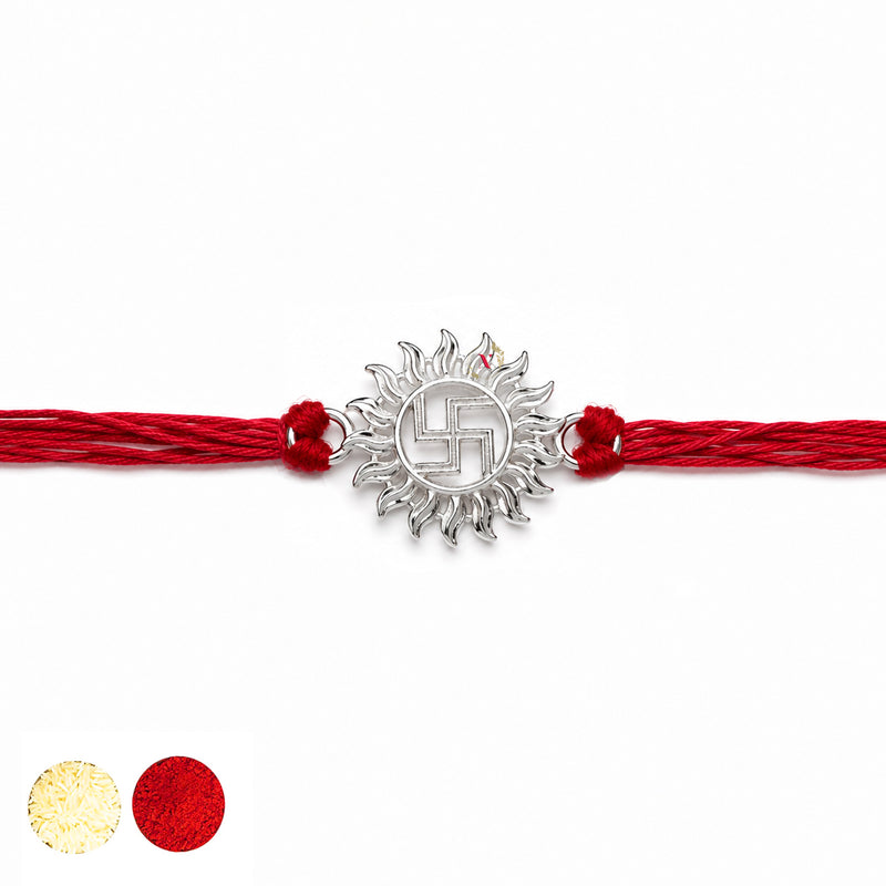 Silver Swastik Rakhi