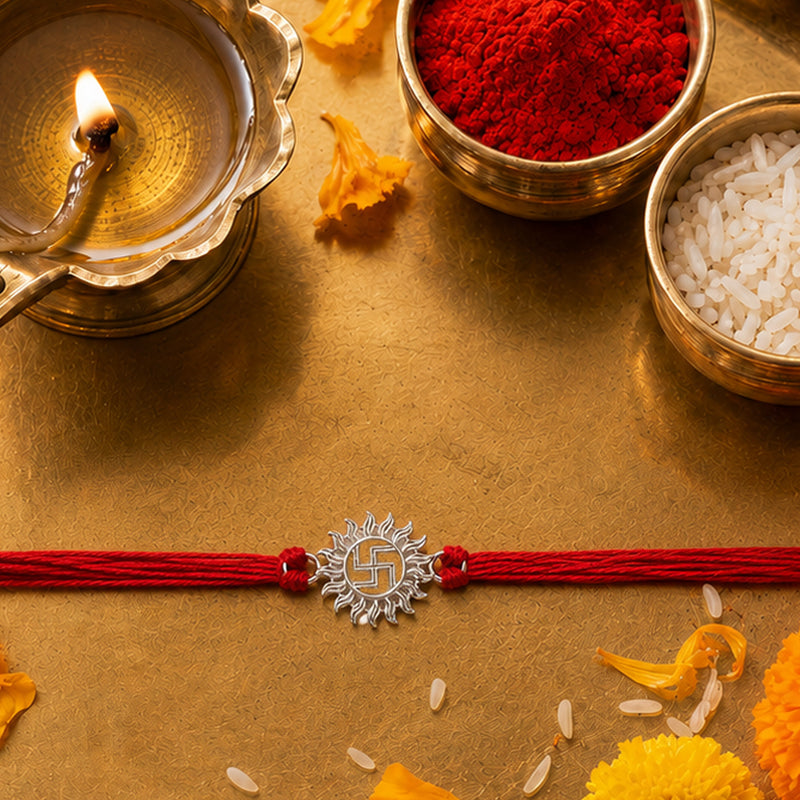 Silver Swastik Rakhi