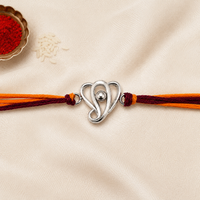 925 Silver Ganesha Heart Rakhi for Brother