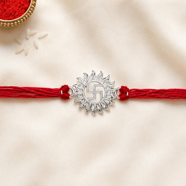 925 Silver Swastik Rakhi for Brother