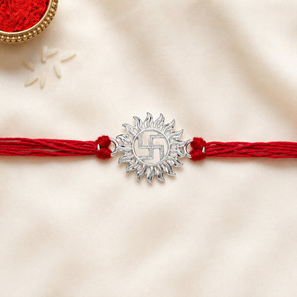 925 Silver Swastik Rakhi for Brother