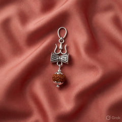 925 Silver Trishul Damroo Pendant