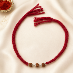 Silver Rudraksha Rakhi ( 3 Rudraksha )