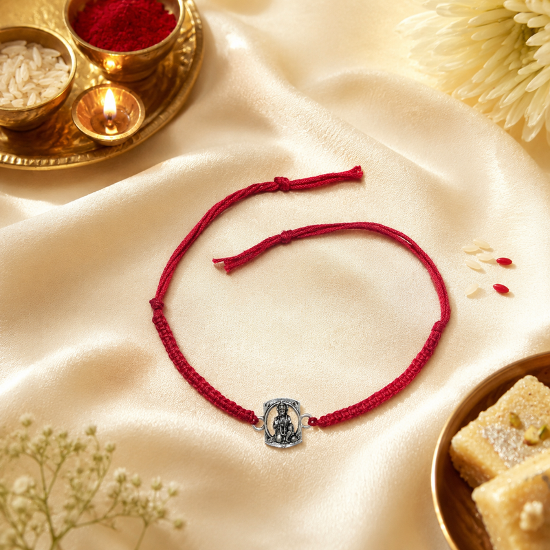 925 Silver Oxidised Hanumanji Rakhi