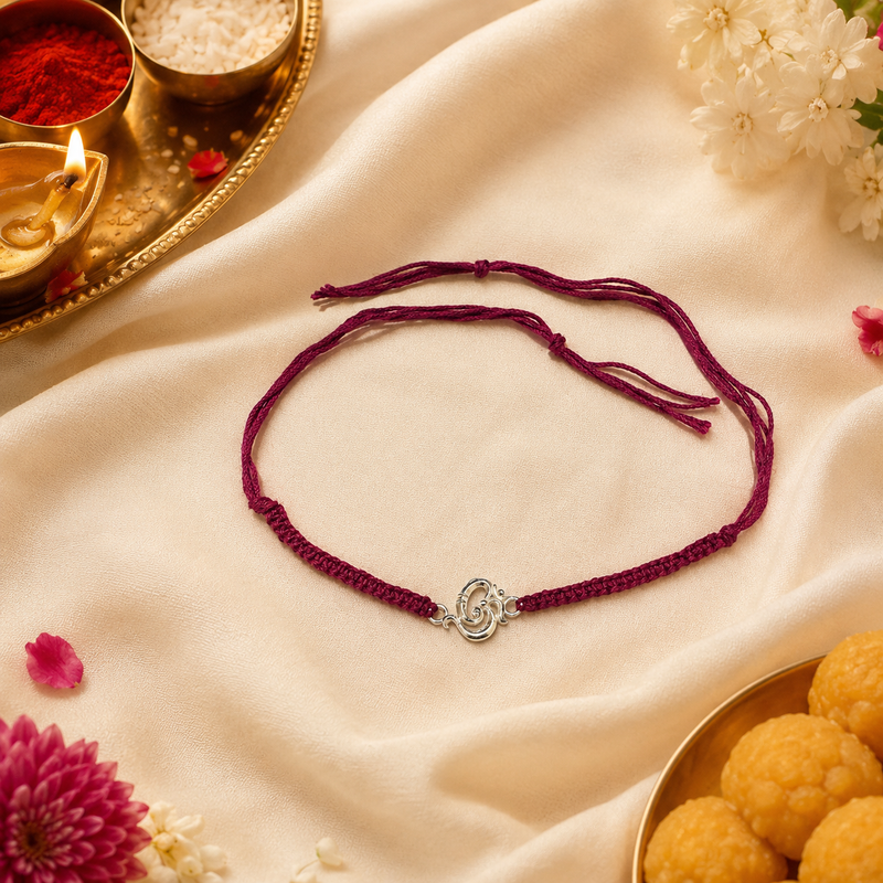 925 Silver Om Ganesha Rakhi for Brother