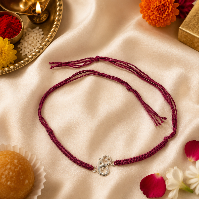 925 Silver Ganesha OM Rakhi