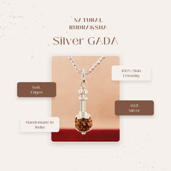 925 Silver Gada with Rudraksha Studded for Men and Boys