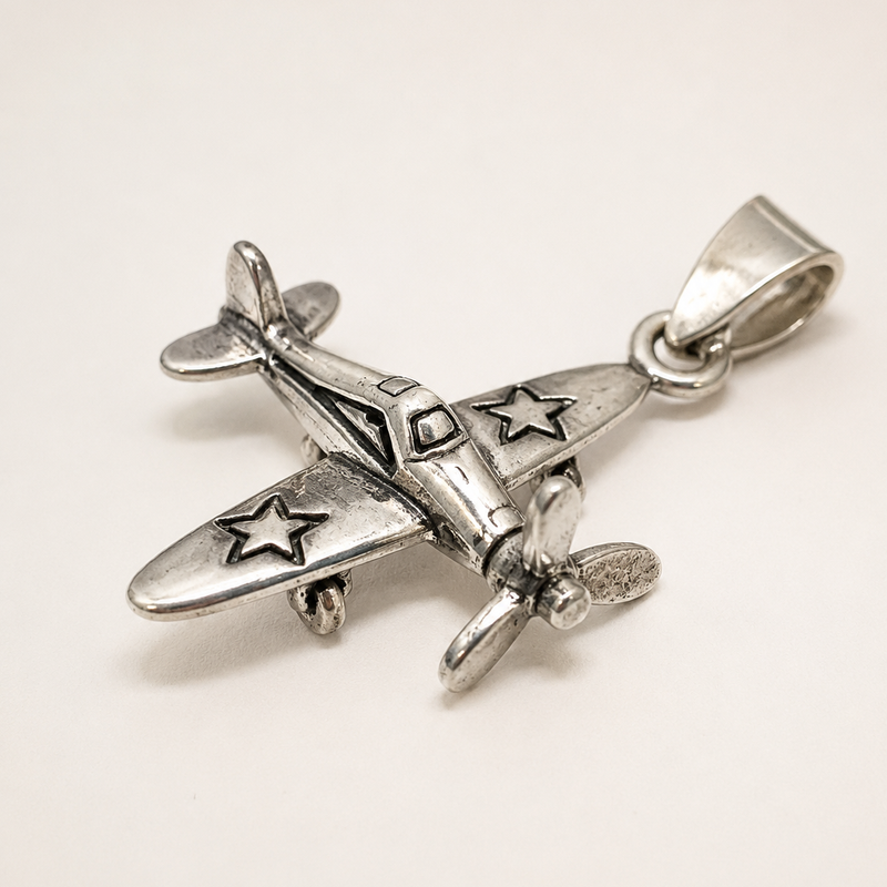 925 Silver Aeroplane Pendant for Men