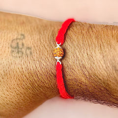 Silver Rudraksha Rakhi ( 1 Rudraksha )