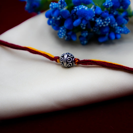 Silver Antique Ball Rakhi