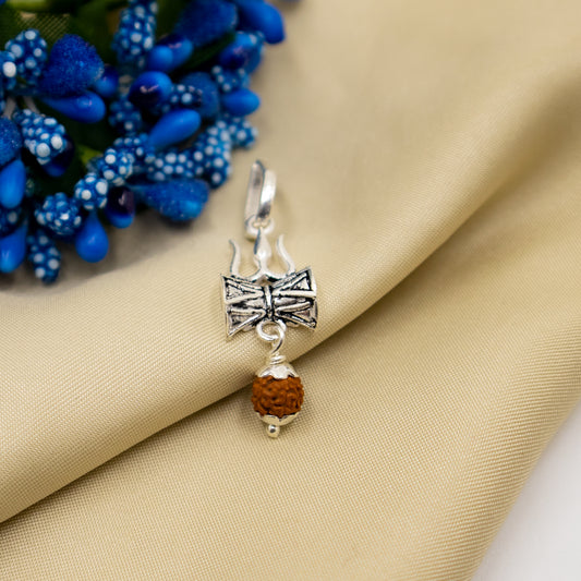 925 Silver Trishul Damroo Pendant