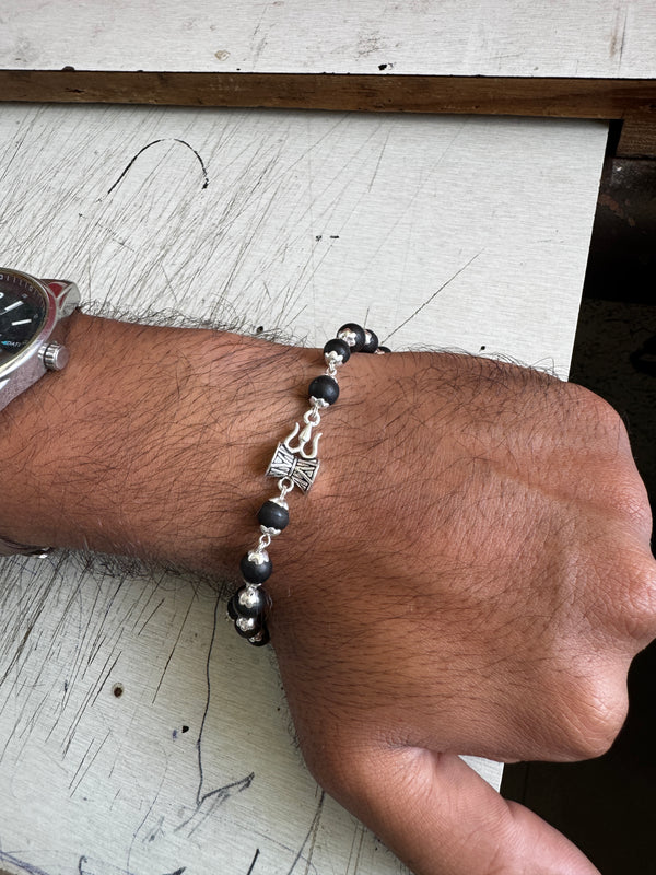 925 Silver Karungali Trishul Bracelet