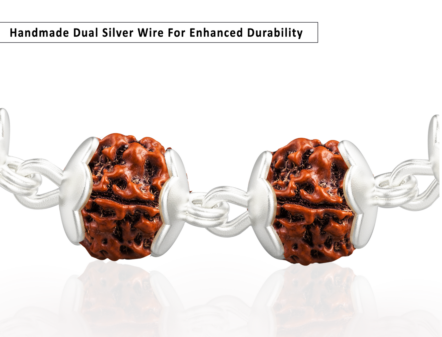 Silver Trishul & Damroo Rudraksha Bracelet