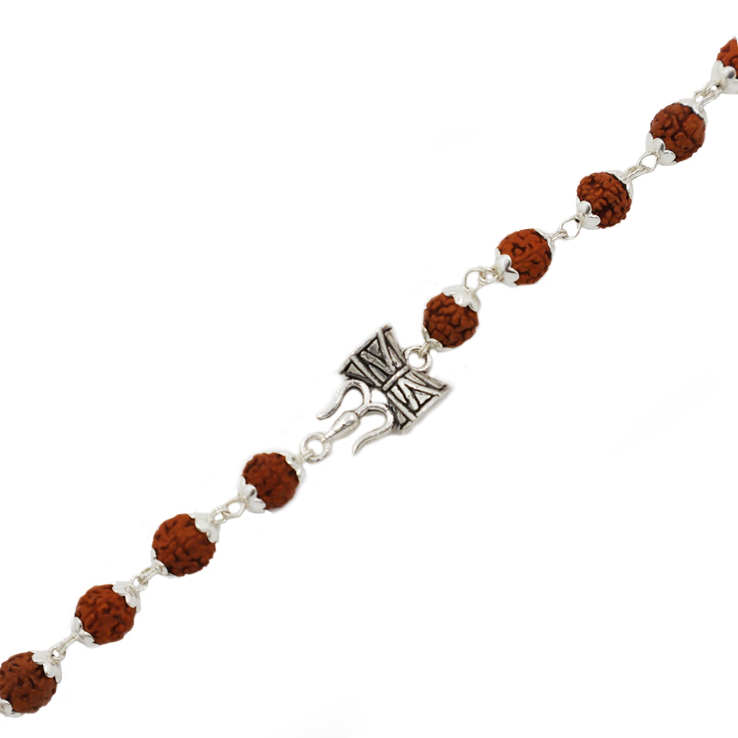 Silver Trishul & Damroo Rudraksha Bracelet