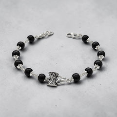925 Silver Karungali Trishul-Damroo Bracelet