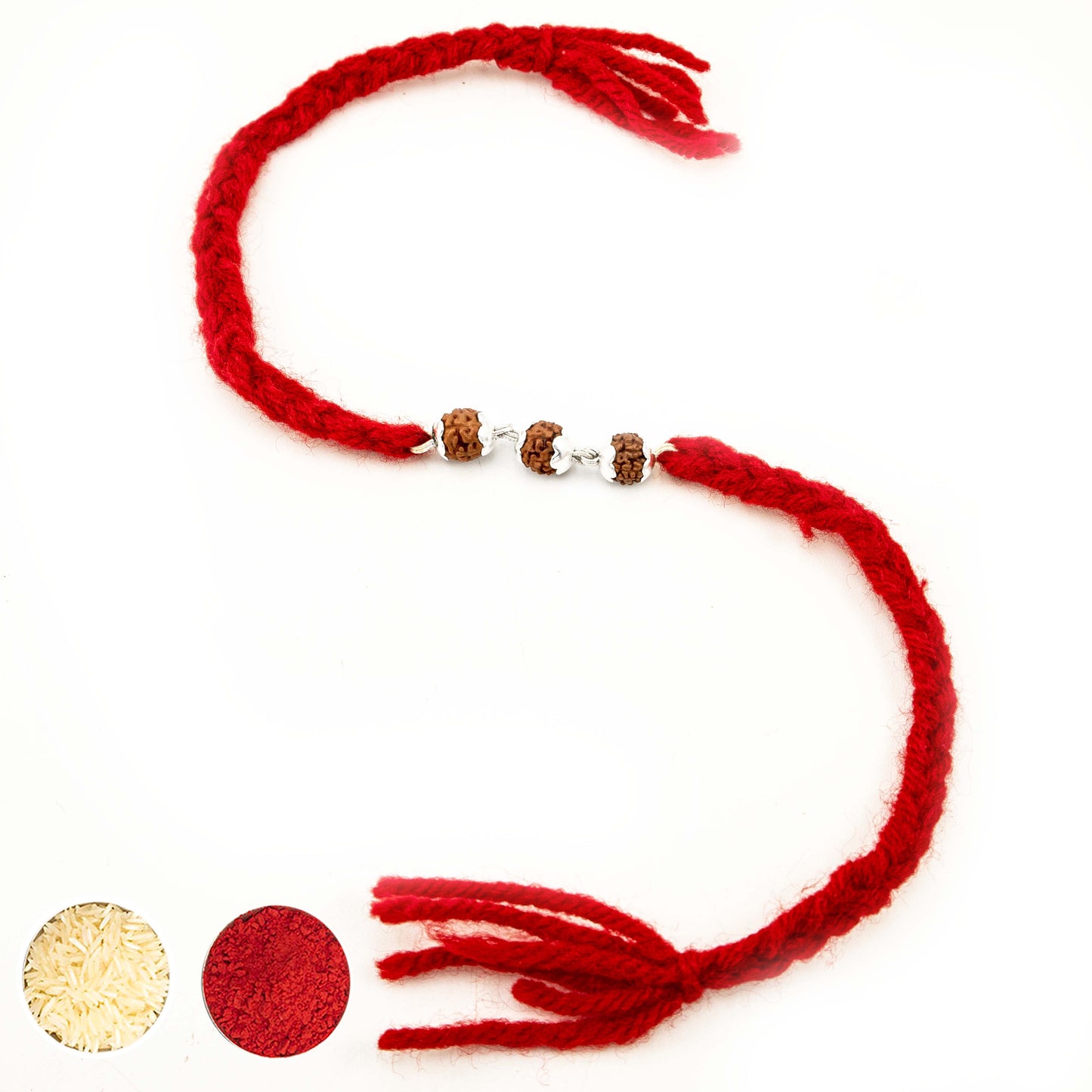 Silver Rudraksha Rakhi ( 3 Rudraksha )