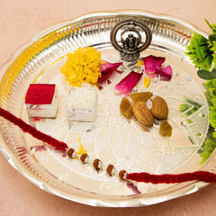 Silver Rudraksha Rakhi ( 5 Rudraksha )