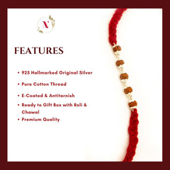 Silver Rudraksha Rakhi ( 5 Rudraksha )