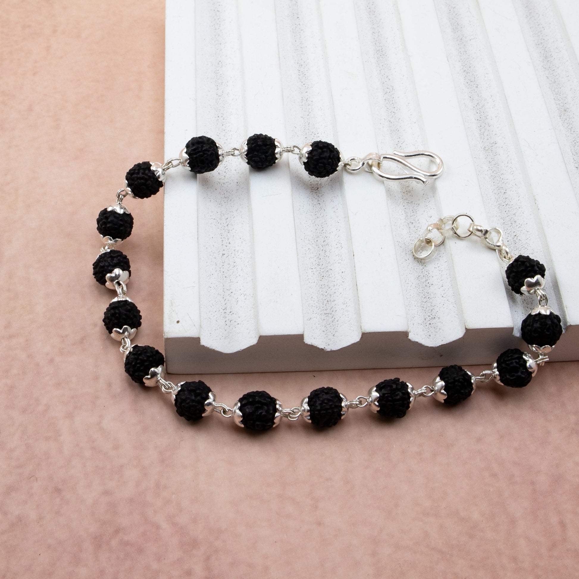 Black Rudraksha Silver Bracelet1