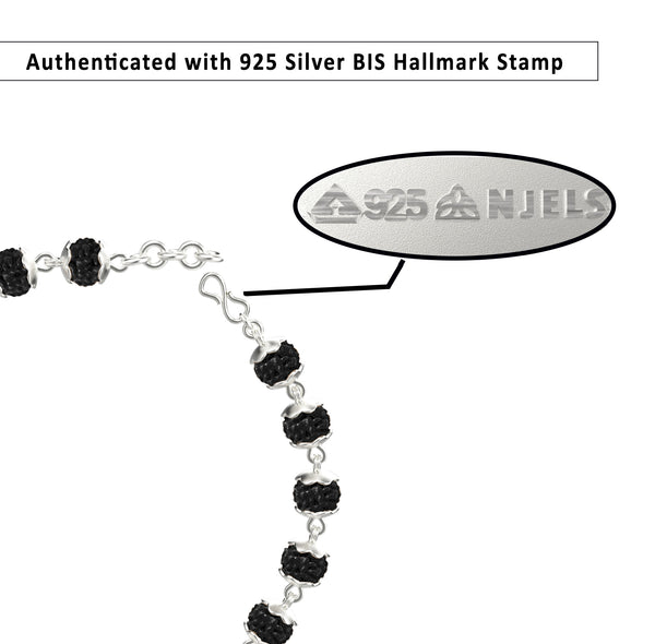 Black Rudraksha Silver Bracelet