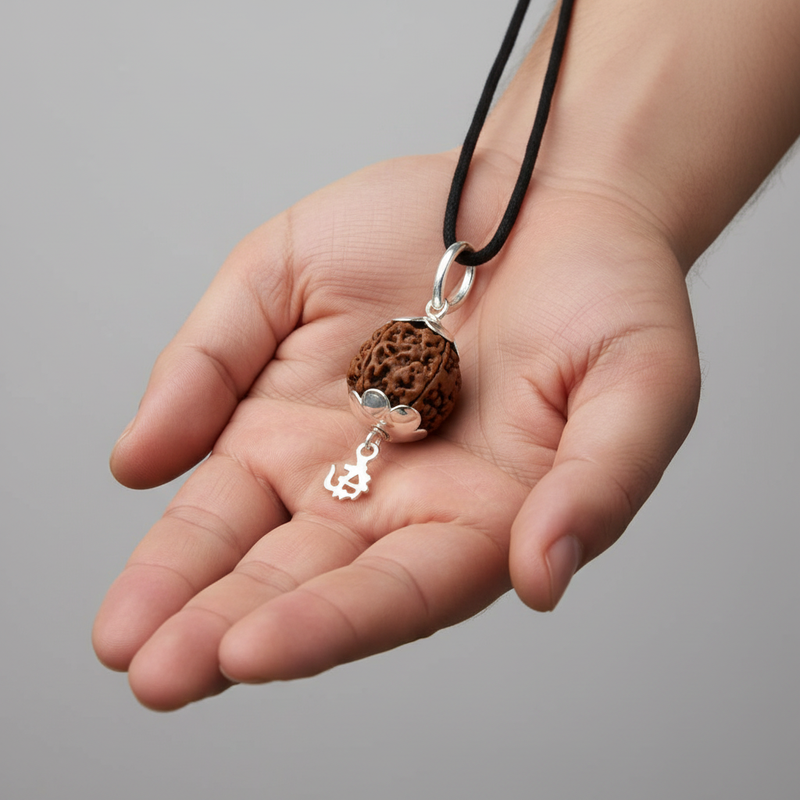 Silver OM Rudraksha Pendant