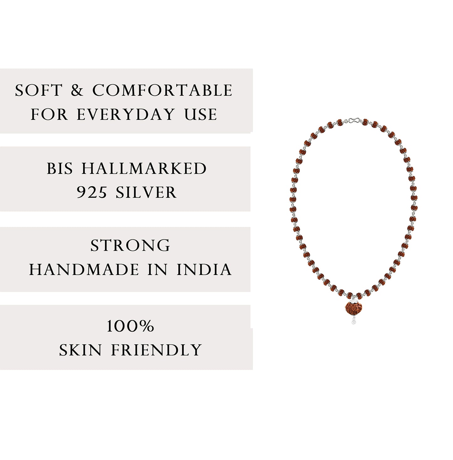 Silver Rudraksha Mala with Pendant