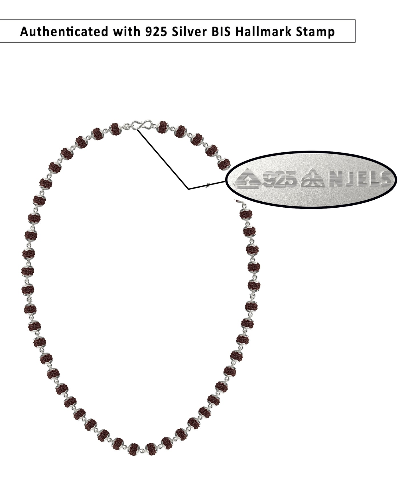 Silver Rudraksha Mala (Black)