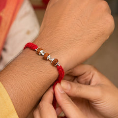 Silver Rudraksha Rakhi ( 3 Rudraksha )