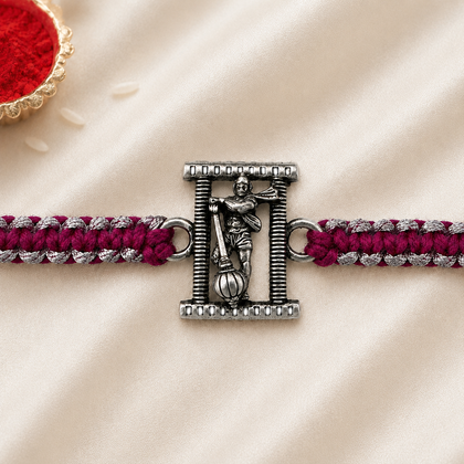 925 Silver Oxidised Hanumanji Rakhi