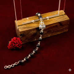 925 Silver Karungali Trishul-Damroo Bracelet