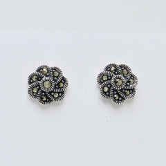 925 silver flower earrings oxidised for women NJELS