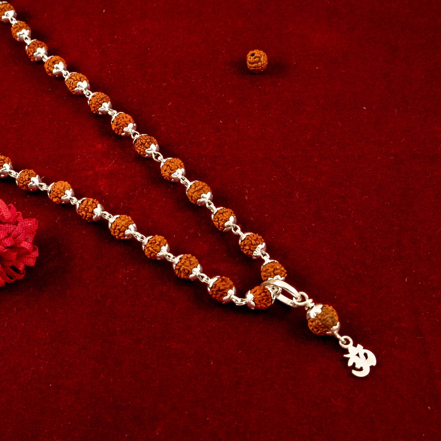 Silver Rudraksha Mala with Pendant (54 Beads, 6.5MM, 24 Inches)