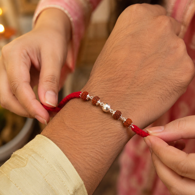Silver Rudraksha Rakhi