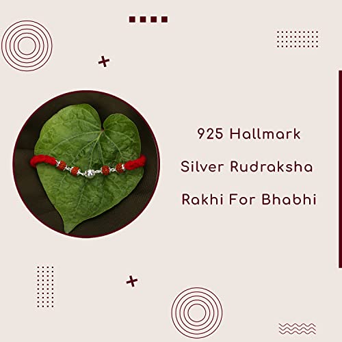 Silver Rudraksha Rakhi with Rudraksha Bracelet and Pendant