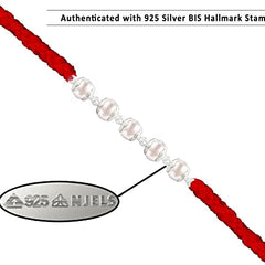 Silver Rudraksha Rakhi with Pearl Rakhi