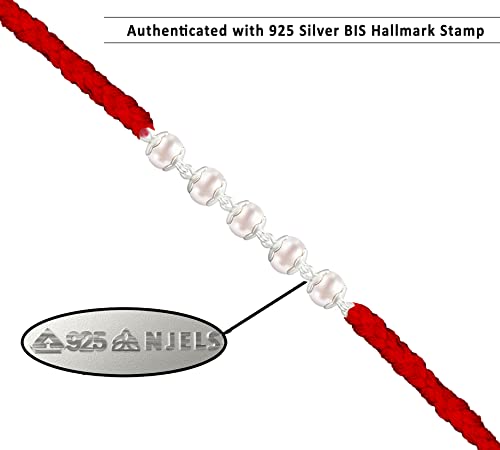 Silver Rudraksha Rakhi with Pearl Rakhi