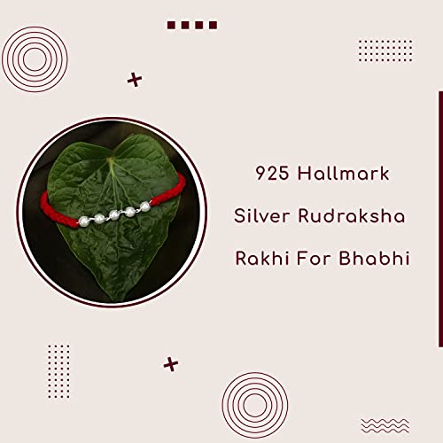 Silver Pearl Rakhi with Rudraksha Pendant