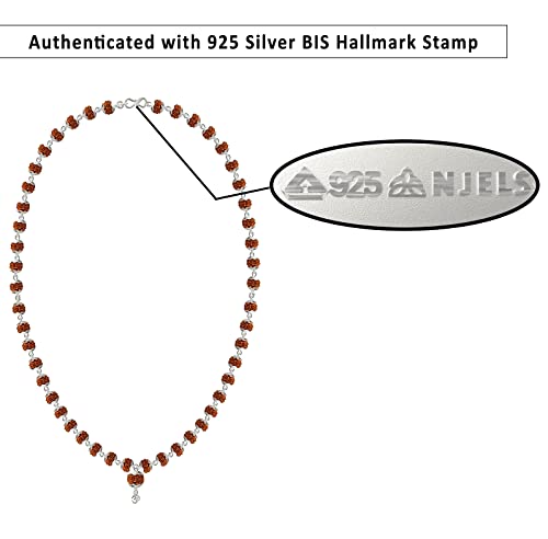 Silver Rudraksha Mala with Pendant (54 Beads, 6.5MM, 24 Inches)