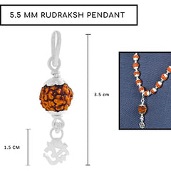 Silver Rudraksha Rakhi with Rudraksha Bracelet and Pendant
