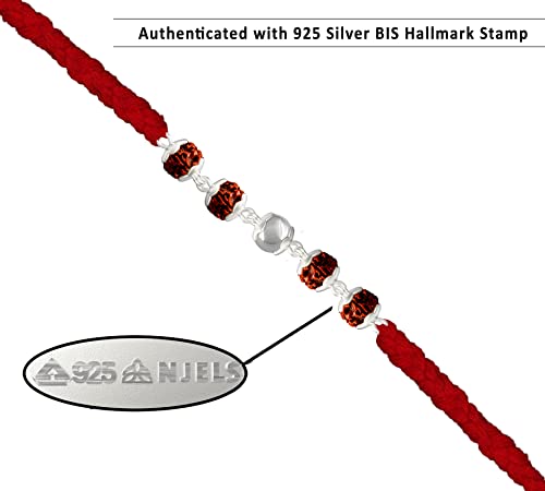 Silver Rudraksha Rakhi with Rudraksha Bracelet and Pendant