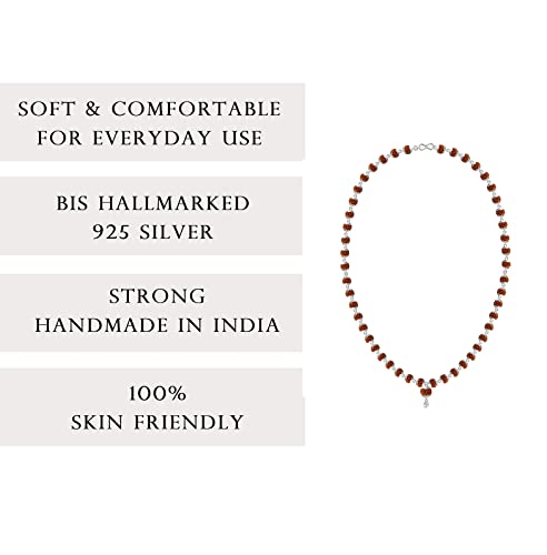 Silver Rudraksha Mala with Pendant (54 Beads, 6.5MM, 24 Inches)