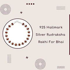 Silver Rudraksha Rakhi with Rudraksha Bracelet and Pendant